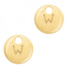 Metal charm 10mm Initial W Gold